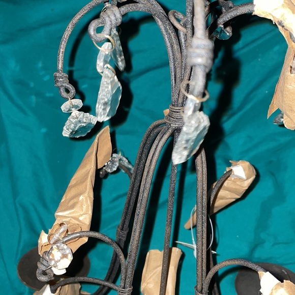 Vintage/ Antique Elegant Tole Candle Chandelier with Crystals - Picture 3 of 3